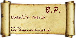 Bodzán Patrik névjegykártya